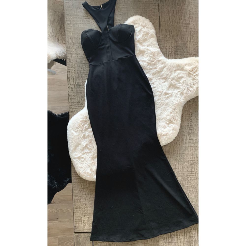 Windsor Bustier Halter Dress- black
